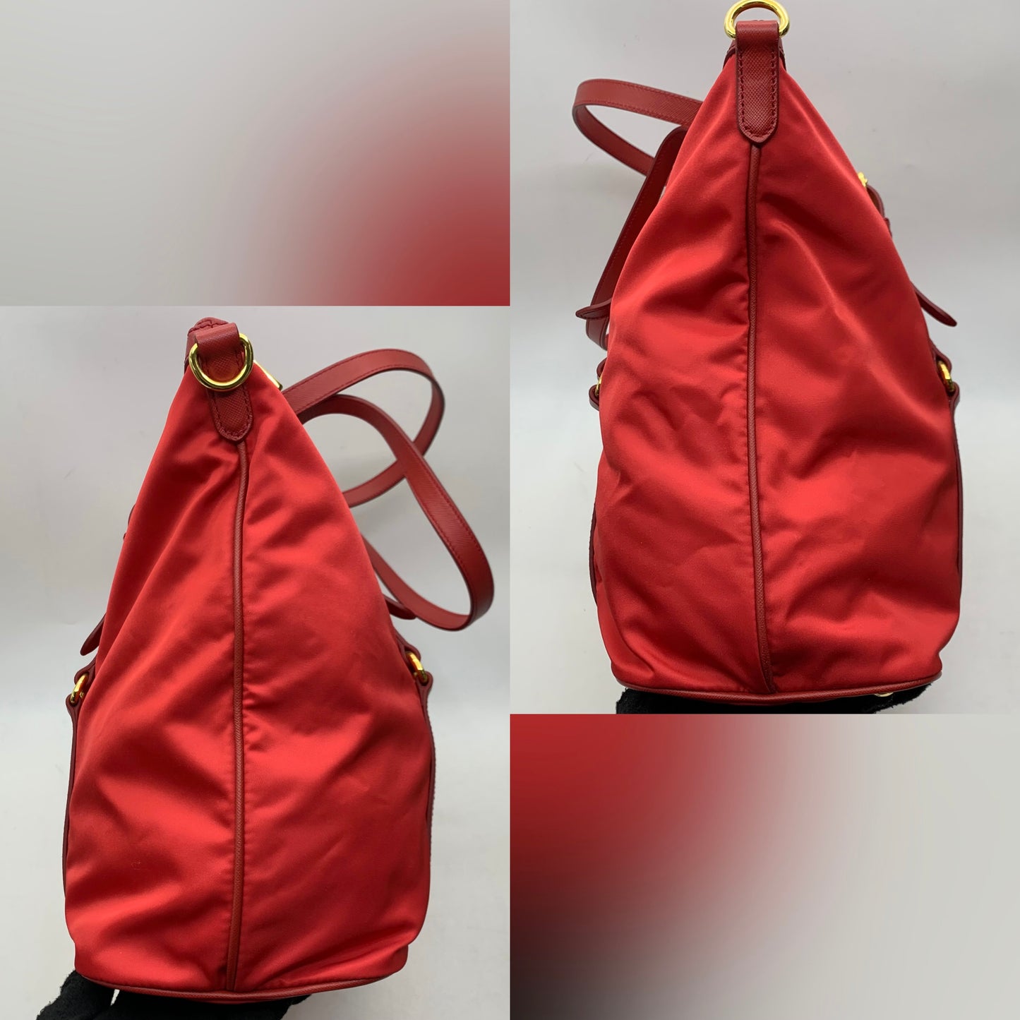 Prada BR4253 Red Nylon 2-Way Tote Bag