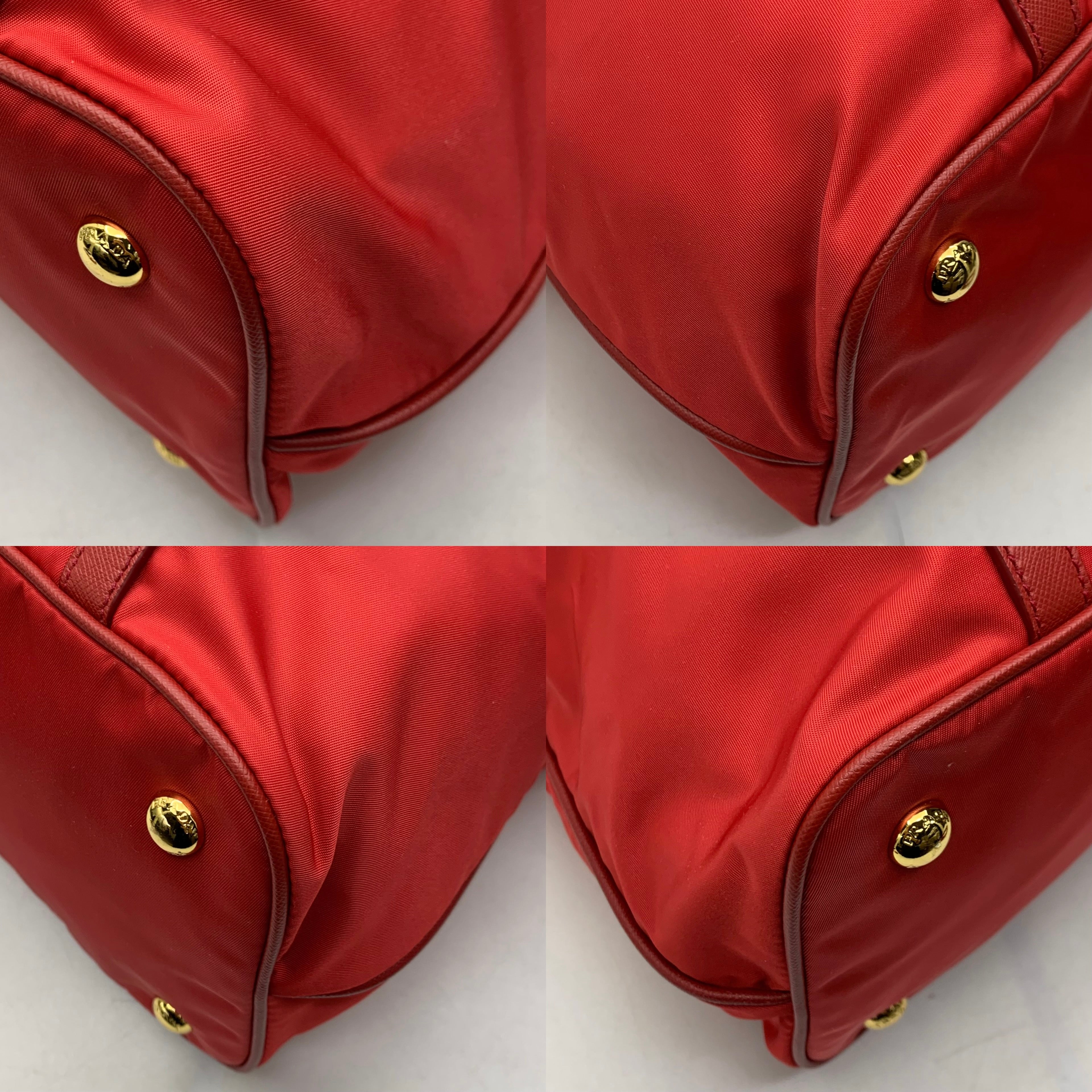 Prada BR4253 Red Nylon 2-Way Tote Bag