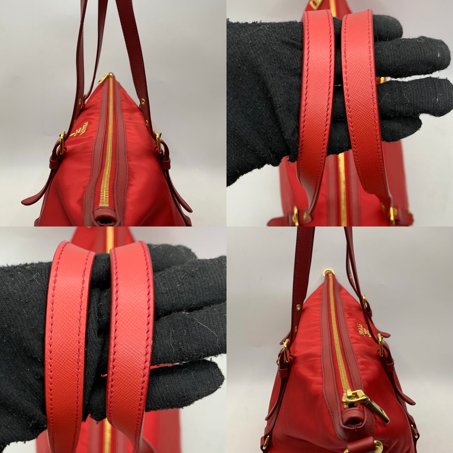 Prada BR4253 Red Nylon 2-Way Tote Bag