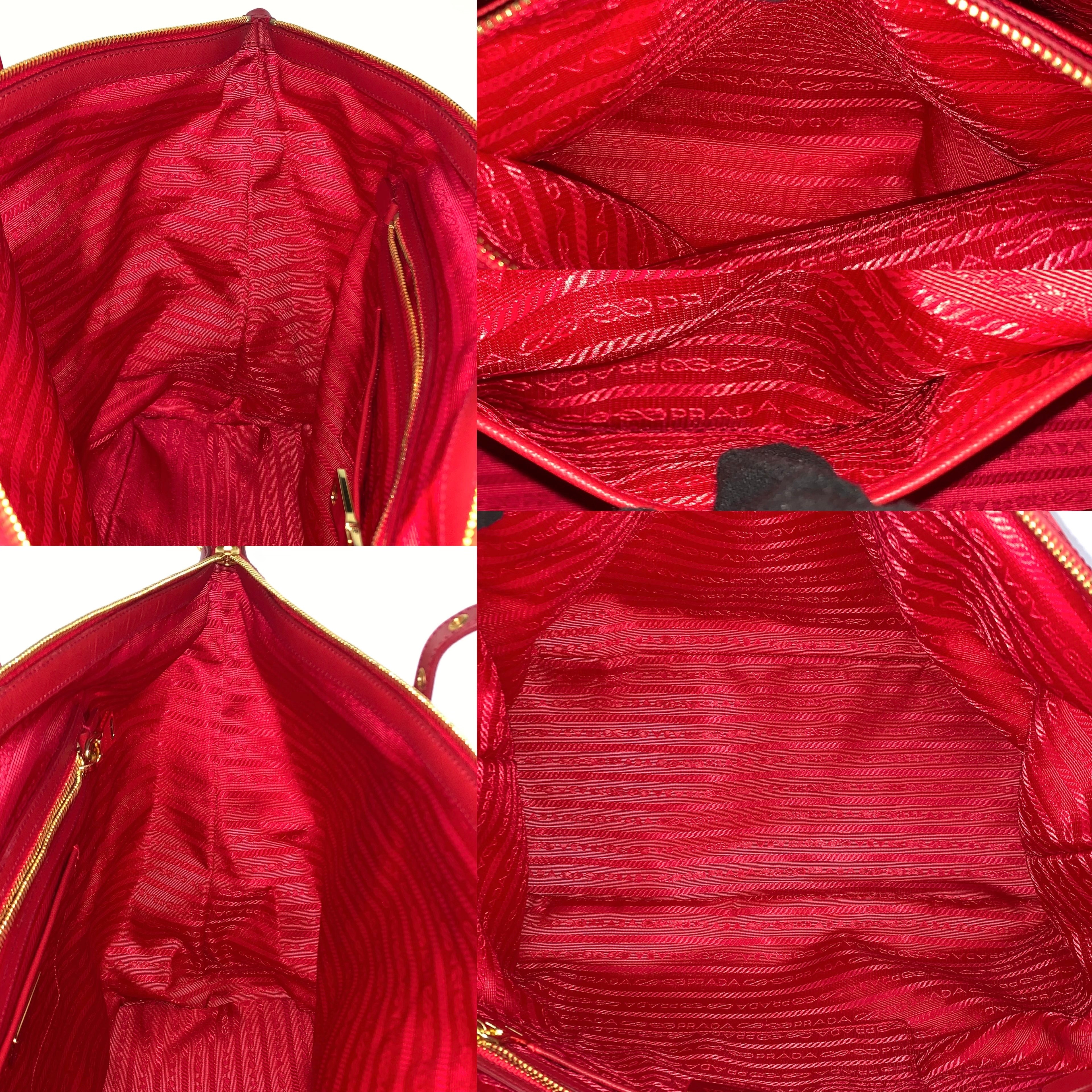Prada BR4253 Red Nylon 2-Way Tote Bag
